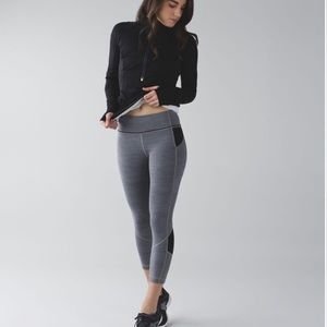 Lululemon Pace Rival Crop Space Dye Camo Black Dark Slate / Black